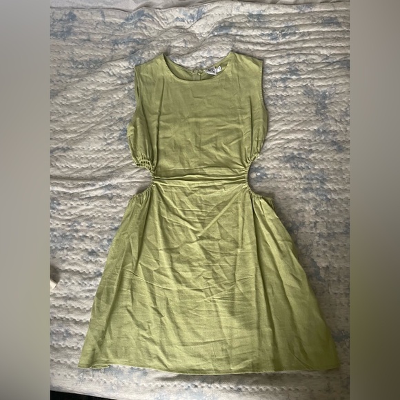 Princess Polly Mayzie Cotton-Linen Mini Dress in Green - Picture 4 of 5